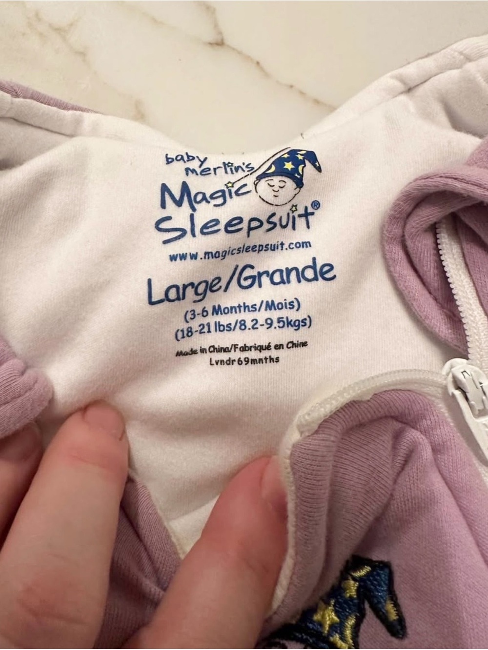 Baby Merlin's Magic Sleepsuit Large - Lilac Kids Sleep Sack